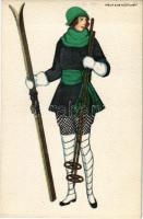 Skiiing lady, winter sport. B.K.W.I. 271-3. s: Mela Koehler
