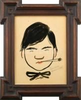 Major Henrik (1890-1948): Cigarettázó portréja. Akvarell, papír, jelzett. Üvegezett, dekoratív fakeretben. 23,5×19,5 cm