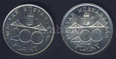 1992-94. 200Ft Ag "MNB" (1x) + "Deák" (1x) T:BU,2