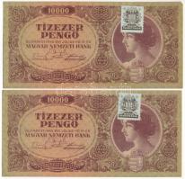1945. 10.000P (2x) egyugrásos sorszámkövetők "L 908 032829, L 908 032831", "MNB" bélyeggel T:XF,VF Adamo P23e