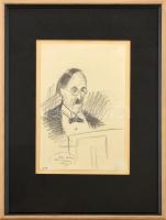 Gross-Bettelheim Jolán (1900-1972): John Dewey (1859-1952) filozófus előadást tart a Cleveleand Museum of Art-ban. Ceruza, papír, jelzett. Üvegezett fakeretben. 21,5×14 cm