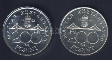 1992-94. 200Ft Ag "MNB" (1x) + "Deák" (1x) T:BU,2