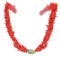 Többsoros korall nyaklánc, h: 43 cm