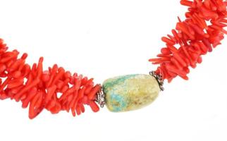 Többsoros korall nyaklánc, h: 43 cm