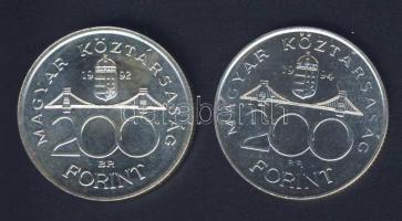 1992-94. 200Ft Ag "MNB" (1x) + "Deák" (1x) T:BU,2