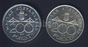 1992-94. 200Ft Ag "MNB" (1x) + "Deák" (1x) T:BU,2