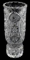 Robusztus csiszolt kristály váza, jelzés nélkül, hibátlan, m: 26,5 cm