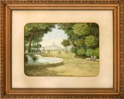 Barabás Reismann Gizella (1893-1985): Róma, 1923. Akvarell, papír, jelzett. Üvegezett, dekoratív fa keretben. 28x38 cm