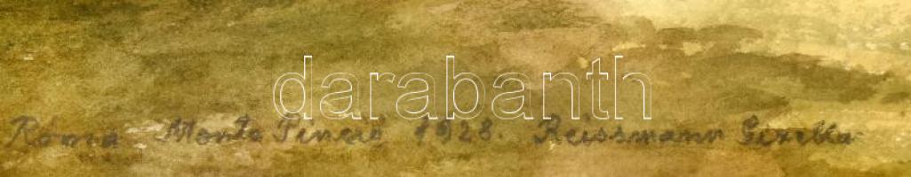 Barabás Reismann Gizella (1893-1985): Róma, 1923. Akvarell, papír, jelzett. Üvegezett, dekoratív fa ...