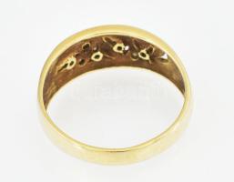 Arany (Au) 14K áttört köves gyűrű, jelzett, méret: 65, bruttó: 4,6 g