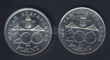 1992-94. 200Ft Ag "MNB" (1x) + "Deák" (1x) T:BU,2