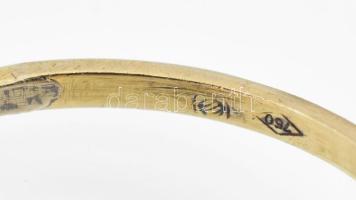 Arany (Au) 18K szoliter köves gyűrű, jelzett, méret: 51, bruttó: 2,1 g