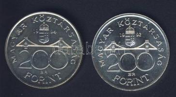 1992-94. 200Ft Ag "MNB" (1x) + "Deák" (1x) T:BU,2