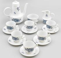 Jlmenau kékvirágos mokkás készlet, fedélhiánnyal, jelzéssel, kis kopással