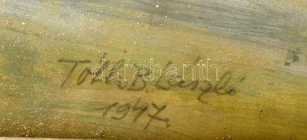 Tóth B László (1906-1982): Hegyvidéki táj, 1947. Tempera, papír, jelzett. Dekoratív, üvegezett, kiss...