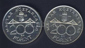 1992-94. 200Ft Ag "MNB" (1x) + "Deák" (1x) T:BU,2