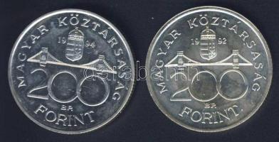 1992-94. 200Ft Ag "MNB" (1x) + "Deák" (1x) T:BU,2