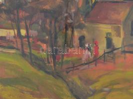 Gulácsy jelzéssel: Kápolna. Tempera, karton, üvegezett keretben, sérült, hiányos, 43,5x40 cm