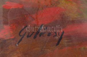 Gulácsy jelzéssel: Kápolna. Tempera, karton, üvegezett keretben, sérült, hiányos, 43,5x40 cm