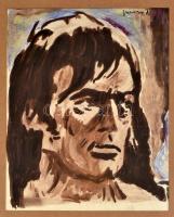 Vaszary jelzéssel: Arckép. Akvarell, papír, jelzett, hajtásnyommal, üvegezett fakeretben, 33x27 cm