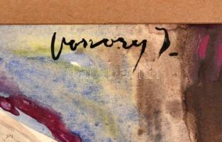 Vaszary jelzéssel: Arckép. Akvarell, papír, jelzett, hajtásnyommal, üvegezett fakeretben, 33x27 cm