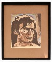 Vaszary jelzéssel: Arckép. Akvarell, papír, jelzett, hajtásnyommal, üvegezett fakeretben, 33x27 cm