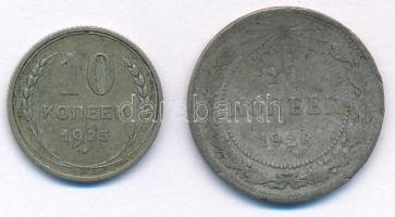 Szovjetunió 1923. 20k Ag + 1925. 10k Ag T:F patina Soviet Union 1923. 20 Kopecks Ag + 1925. 10 Kopecks Ag C:F patina