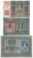 1902. 1000K felülbélyegzés nélkül + 1912. 100K felülbélyegzés nélkül + 1914. 50K T:F,VG