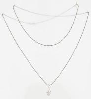 Ezüst(Ag) csavart nyaklánc köves függővel, jelzett, h: 66 cm, 1,6×0,8 cm, bruttó: 3,5 g