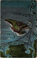 Helgoland, map (worn corners)