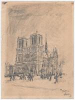 Olvashatatlan jelzéssel: Párizs, Notre Dame, 1924. Ceruza, papír. 30x22,5 cm