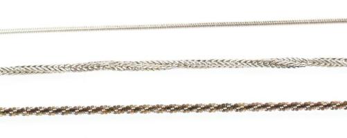 Ezüst(Ag) fonott és kígyó karkötő, 3 db, jelzett, h: 18 és 19 cm, nettó: 5,7 g