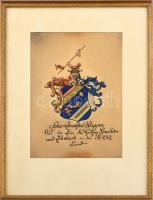 Spies-Lehner nemesi törökverő család, eredetileg hercegi család címere (Spies Lehnerisches Wappen aus der Linie des Hertzog Spies Edmund Lehnbach). Tempera, papír, jelzés nélkül. 18x13 cm. Üvegezett fakeretben.