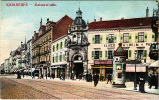 Karlsruhe, Kaiserstrasse / street view, shops, tram, advertising column