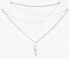 Ezüst(Ag) csigaszemes nyaklánc cipellő függővel, jelzett, h: 55 cm, 2,6×1 cm, nettó: 5 g