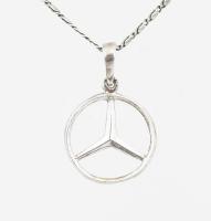 Ezüst(Ag) csigaszemes nyaklánc Mercedes medállal, jelzett, h: 52 cm, nettó: 4,7 g