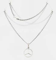 Ezüst(Ag) csigaszemes nyaklánc Mercedes medállal, jelzett, h: 52 cm, nettó: 4,7 g