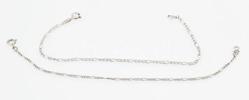 Ezüst(Ag) figaro karkötő, jelzett, h: 18 és 20 cm, nettó: 2,9 g
