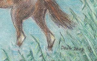 Deák jelzéssel: Átkelés a vízen. Pasztell, papír, 30x40 cm