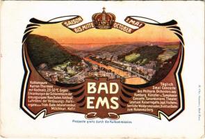 Bad Ems, Saison bis mitte October 1. Mai / general view, advertising postcard (EK)
