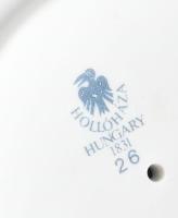 Hollóházi lila virágmintás kétfüles váza, jelzéssel, hibátlan, m: 29 cm