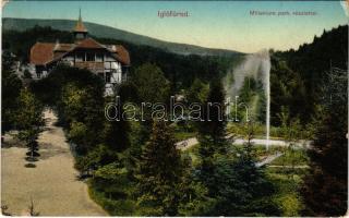 1911 Iglófüred, Bad Zipser Neudorf, Spisská Nová Ves Kupele, Novovesské Kúpele; Millenium villa, park. Ferencz D. kiadása / spa, villa, park (szakadás / tear)