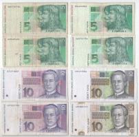 Horvátország 1993. 5K (4x) + 1993. 10K (2x) + 1995. 10K + 2001. 10K T:F,VG Croatia 1993. 5 Korun (4x) + 1993. 10 Korun (2x) + 1995. 10 Korun + 2001. 10 Korun C:F,VG