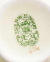 Zsolnay virágmintás váza, jelzéssel, hibátlan, m: 12 cm