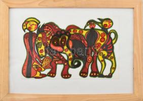 R. Lakatos Klára (1968-): Elfelejtett Judia. Vegyes technika, papír, jelzett a hátoldalán, plexiüvegezett fakeretben, 21×30 cm.