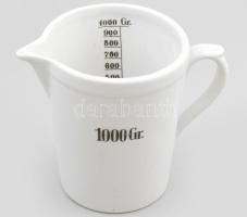 Zsolnay porcelán mérőedény. 1000 Gr, minimális kopással, jelzéssel, m: 15,5 cm