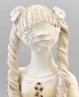 Kovács Éva (1938-2017): Kislány. Mázas kerámia, jelzett, talpánál sérüléssel, m: 36 cm