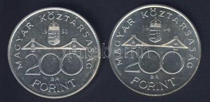 1993-94. 200Ft Ag "MNB" (1x) + "Deák" (1x) T:BU,2