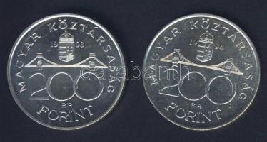 1993-94. 200Ft Ag "MNB" (1x) + "Deák" (1x) T:BU,2