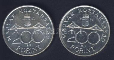 1993-94. 200Ft Ag "MNB" (1x) + "Deák" (1x) T:BU,2